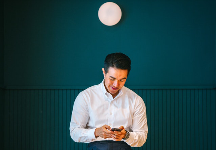 Executive using a mobile phone
